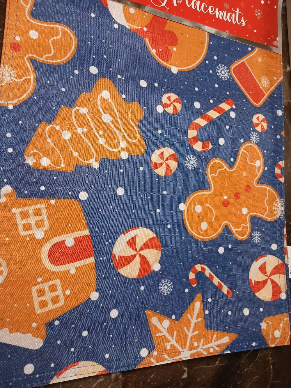 Gingerbread  Holiday Placemats Size 13x18 - 2 Sets of 4 (8 total)